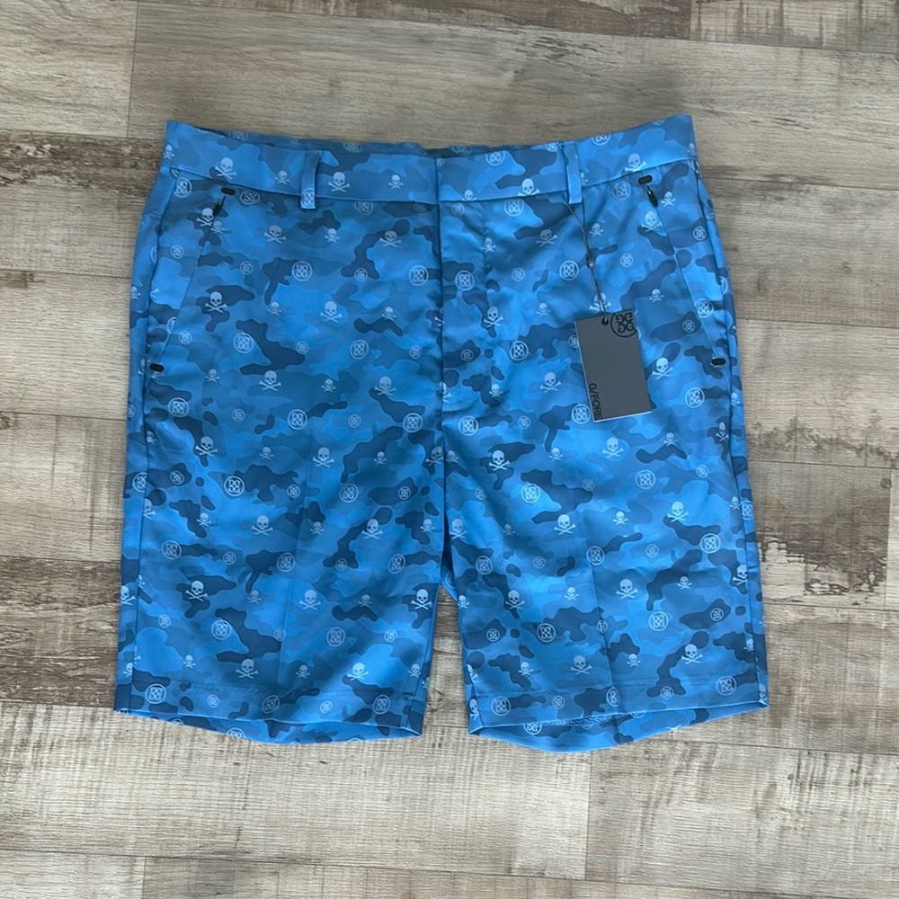 G/FORE Blue Camouflage Skull Shorts